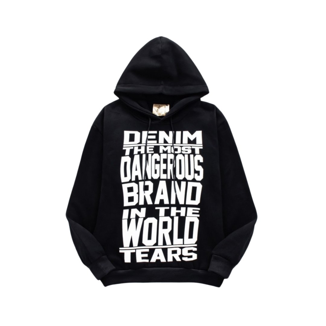 SUDADERA DENIM TEARS NEGRO BLANCO
