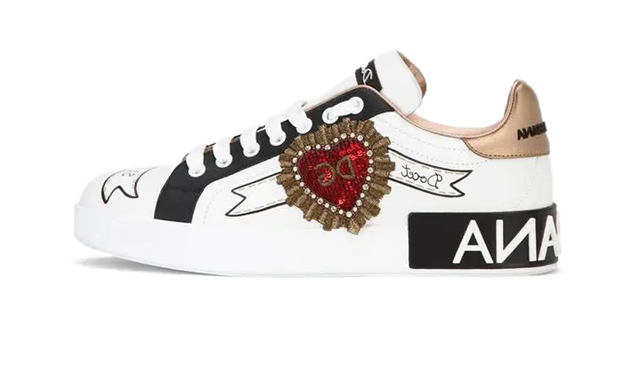 DOLCE & GABBANA PORTOFINO CUERO CON BORDADO BLANCAS