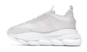 VERSACE CHAIN REACTION WHITE MESH RUBBER SUEDE RÉPLICA