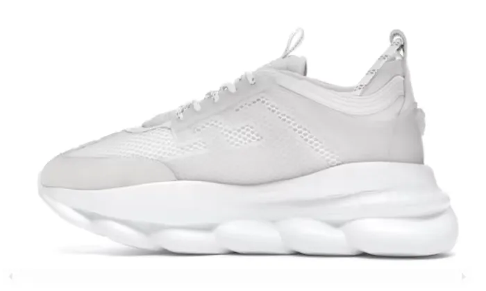 VERSACE CHAIN REACTION WHITE MESH RUBBER SUEDE RÉPLICA