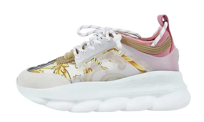 VERSACE CHAIN REACTION WHITE PINK YELLOW BAROCCO RÉPLICA - Imagen 2