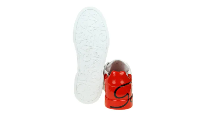 DOLCE & GABBANA PORTOFINO SNEAKERS ROJAS BLANCAS - Imagen 3