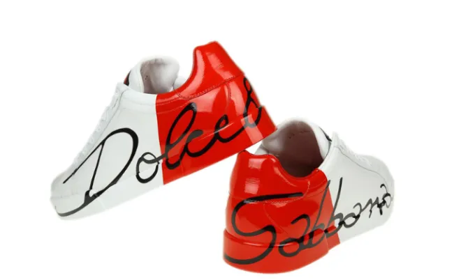 DOLCE & GABBANA PORTOFINO SNEAKERS ROJAS BLANCAS - Imagen 4